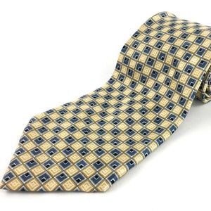 Pierre Cardin Tie 100% Silk Blue Gold Geometric